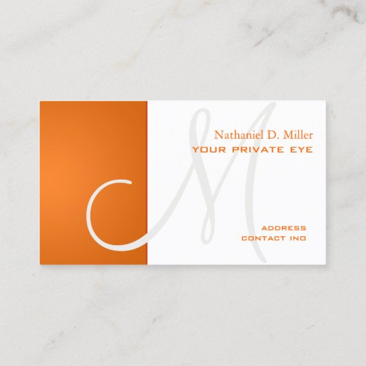 Radiant Oranje monogram Visitekaartje (Achterkant)