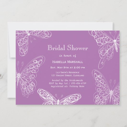 Radiant Orchid Butterfly Bridal Shower Kaart (Voorkant)