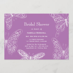 Radiant Orchid Butterfly Bridal Shower Kaart