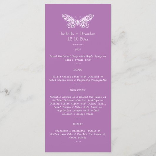 Radiant Orchid Butterfly Menu (Voorkant)