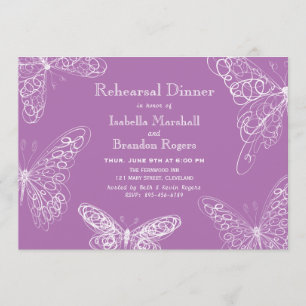 Radiant Orchid Butterfly repesial Dinner Invite Kaart