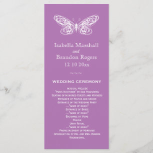Radiant Orchid Butterfly Wedding Programme Programmakaart