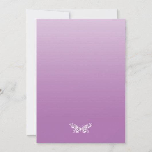 Radiant Orchid Butterfly Weduwuitnodiging Kaart (Achterkant)