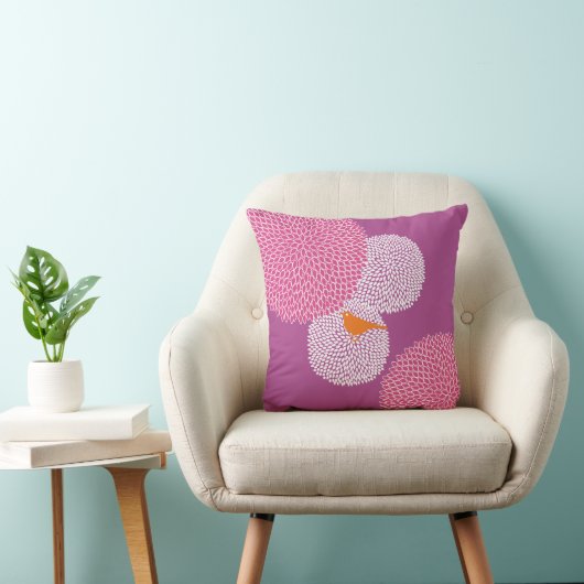 Radiant Orchid Chrysanthemum Modern Bird Pillow Kussen (Stoel)