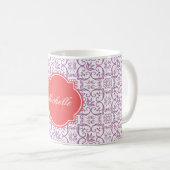 Radiant Orchid Damask Monogram Mok (Voorkant rechts)