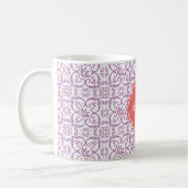 Radiant Orchid Damask Monogram Mok (Links)