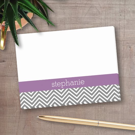 Radiant Orchid en Gray Chevrons Aangepaste naam Post-it® Notes