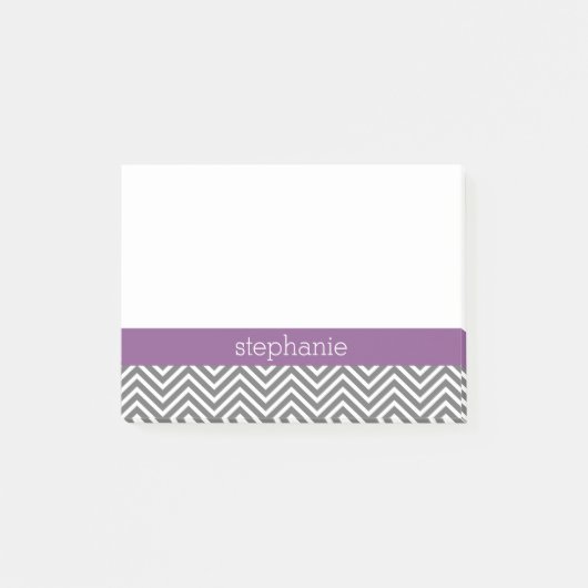 Radiant Orchid en Gray Chevrons Aangepaste naam Post-it® Notes (Voorkant)