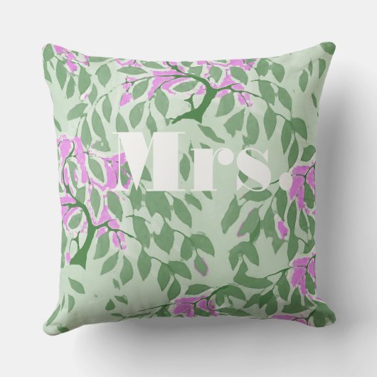 Radiant Orchid en Green Romantic Tree Wedding Kussen (Achterkant)
