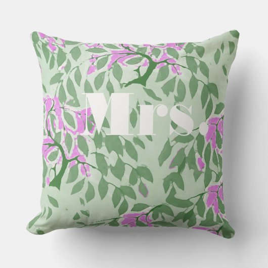 Radiant Orchid en Green Romantic Tree Wedding Kussen (Voorkant)