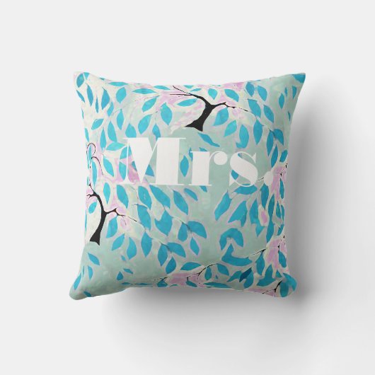 Radiant Orchid en Green Romantic Tree Wedding Kussen (Achterkant)