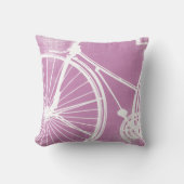 Radiant Orchid en White Bicycle Pillow Kussen (Voorkant)