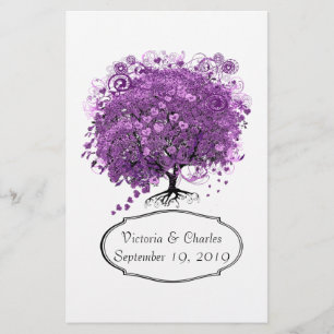 Radiant Orchid Heart Leaf Tree Wedding Briefpapier