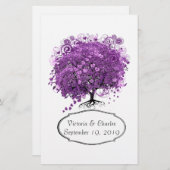 Radiant Orchid Heart Leaf Tree Wedding Briefpapier (Voorkant / Achterkant)