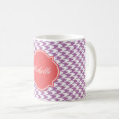 Radiant Orchid Houndstooth Monogram Mok (Voorkant rechts)