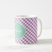 Radiant Orchid Houndstooth Monogram Mok (Voorkant rechts)