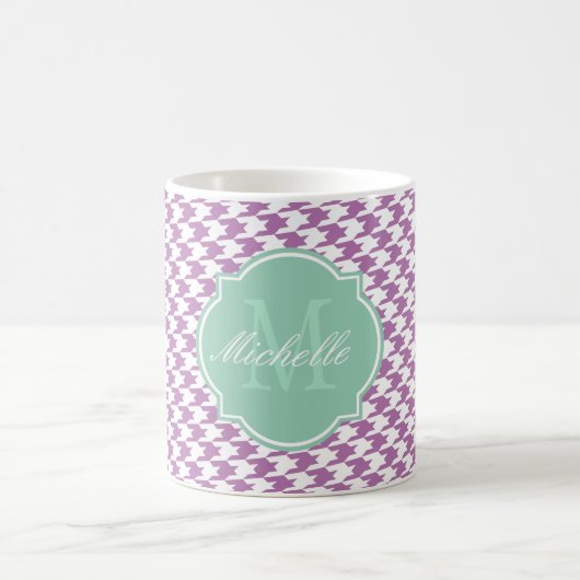 Radiant Orchid Houndstooth Monogram Mok (Center)