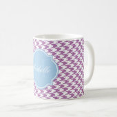 Radiant Orchid Houndstooth Monogram Mok (Voorkant rechts)