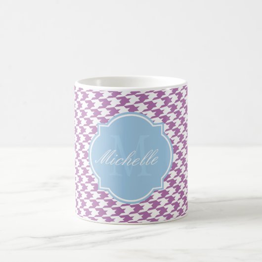 Radiant Orchid Houndstooth Monogram Mok (Center)