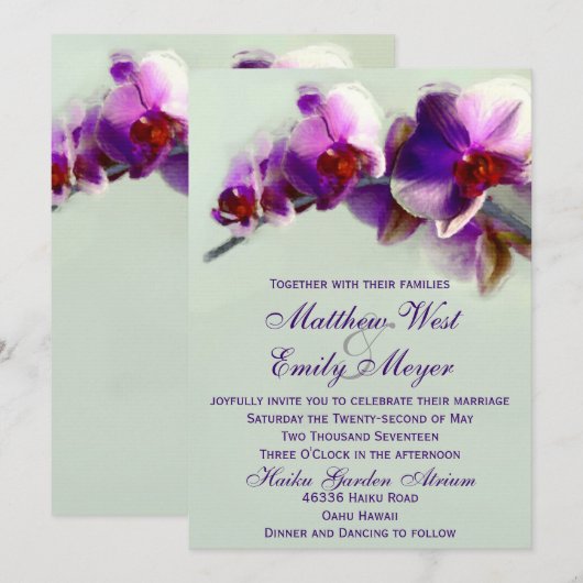 Radiant Orchid Painting Wedding Uitnodiging (Voorkant / Achterkant)