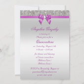 Radiant Orchid Quinceañera Silver Sequins Bow Kaart (Achterkant)