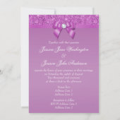 Radiant Orchid Sequins, Bow & Diamond Wedding Kaart (Achterkant)
