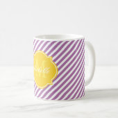Radiant Orchid Stripe Monogram Mok (Voorkant rechts)