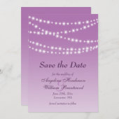 Radiant Orchid Twinkle Lichten sparen de Datum Save The Date (Voorkant / Achterkant)