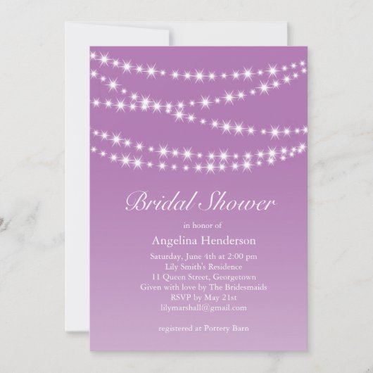 Radiant Orchid Twinkle Lights Vrijgezellenfeest Kaart (Voorkant)