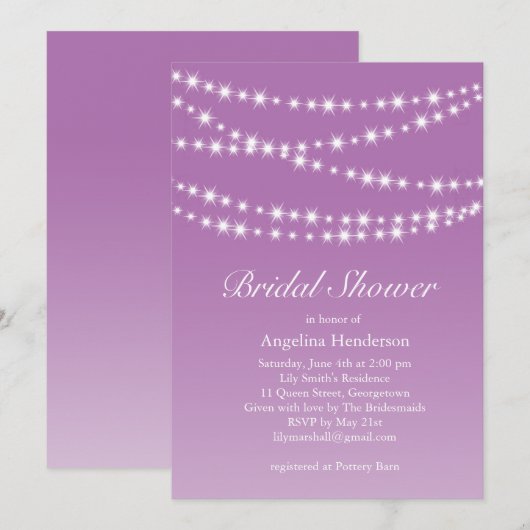 Radiant Orchid Twinkle Lights Vrijgezellenfeest Kaart (Voorkant / Achterkant)