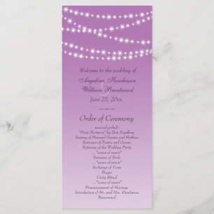 Radiant Orchid Twinkle Lights Wedding Programme Programmakaart