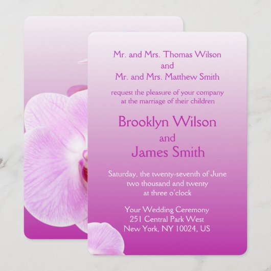 Radiant Orchid Wedding Invitations Kaart (Voorkant / Achterkant)