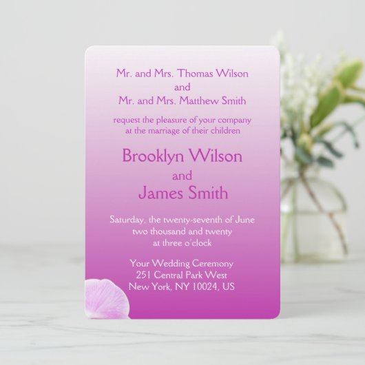 Radiant Orchid Wedding Invitations Kaart (Staand voorkant)