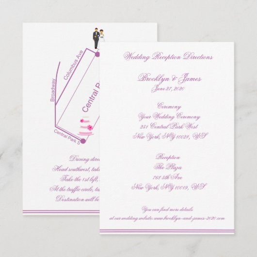 Radiant Orchid Wedding Maps and Directions Informatiekaartje (Voorkant / Achterkant)