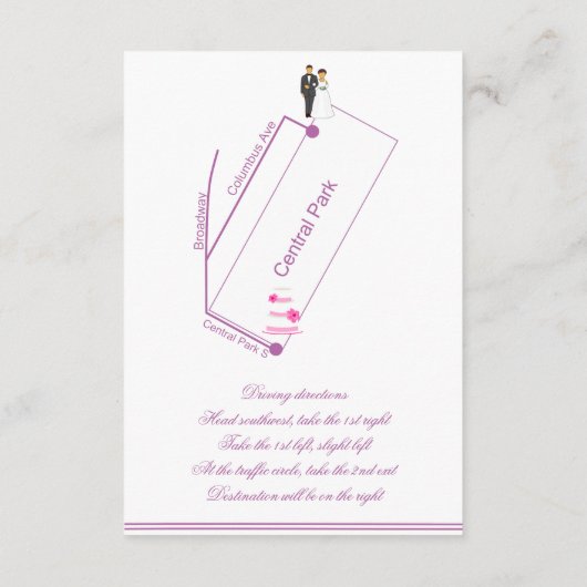 Radiant Orchid Wedding Maps and Directions Informatiekaartje (Achterkant)
