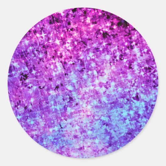 RADIANT ORCHIDEE GALAXY Sterren Ombre Kosmische Ku Ronde Sticker (Voorkant)