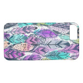 Radiant Paars Boho Feathers Case-Mate iPhone Case (Achterkant (Horizontaal))