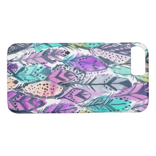 Radiant Paars Boho Feathers Case-Mate iPhone Case (Achterkant (Horizontaal))
