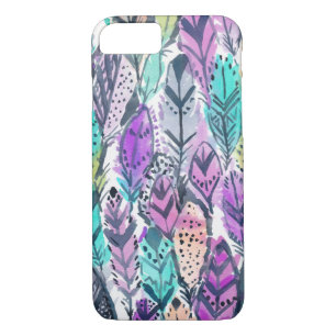 Radiant Paars Boho Feathers iPhone 8/7 Hoesje