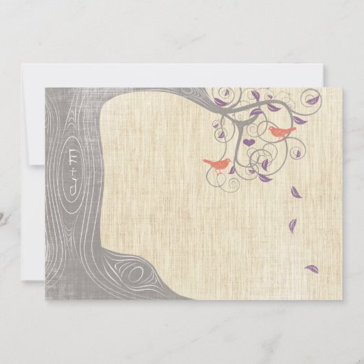 Radiant Paars Boom Koraalvogels bruiloft Kaart (Achterkant)