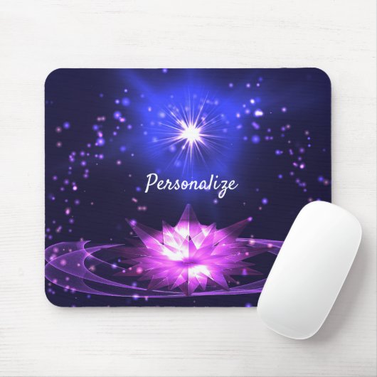 Radiant Paars Crystal Lotus Stars personaliseren Muismat (Met muis)