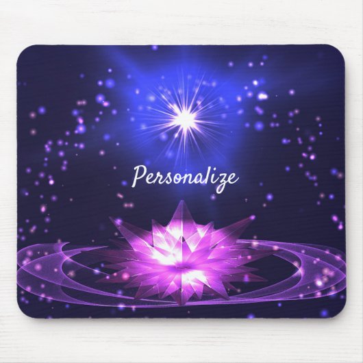 Radiant Paars Crystal Lotus Stars personaliseren Muismat (Voorkant)