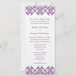 Radiant Paars Damask Swirls Weddenschap Kaart