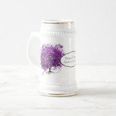 Radiant Paars Heart Leaf Tree Wedding Bierpul (Voorkant links)