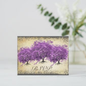 Radiant Paars Heart Leaf Tree Wedding Briefkaart (Staand voorkant)