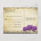 Radiant Paars Heart Leaf Tree Wedding Briefkaart (Achterkant)