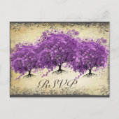 Radiant Paars Heart Leaf Tree Wedding Briefkaart (Voorkant)