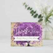 Radiant Paars Heart Leaf Tree Wedding Briefkaart (Staand voorkant)