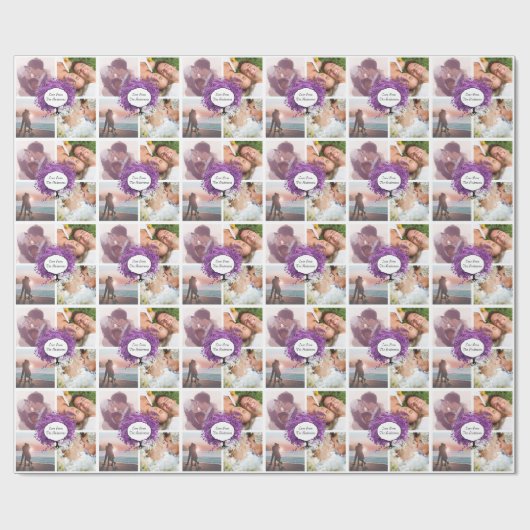 Radiant Paars Heart Leaf Tree Wedding Cadeaupapier (Vlak)