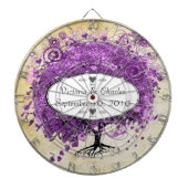 Radiant Paars Heart Leaf Tree Wedding Dartbord (Voorkant)